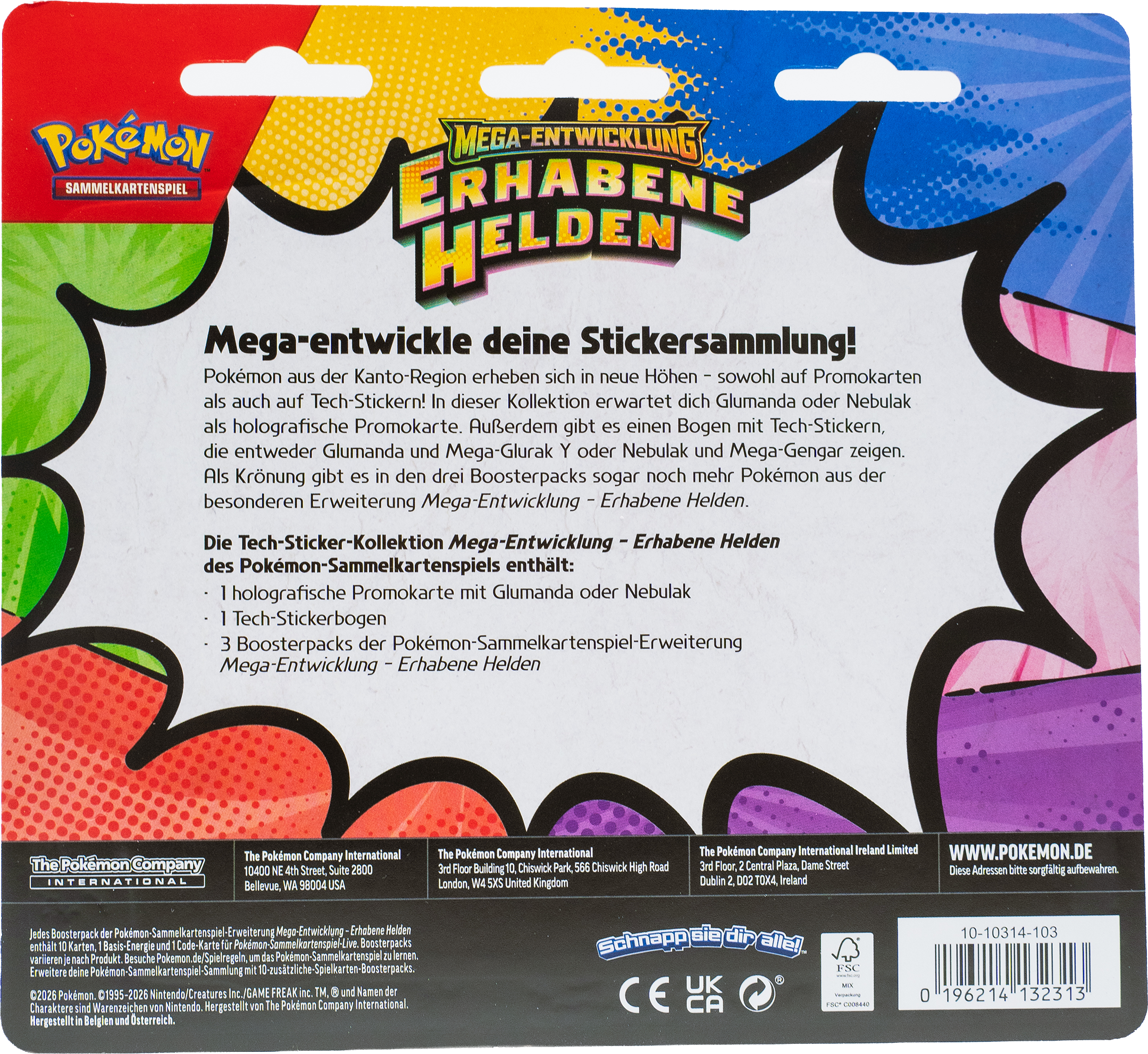 Pokémon Tech-Sticker-Kollektion „Mega-Entwicklung – Erhabene Helden: Glumanda“ (DE)
